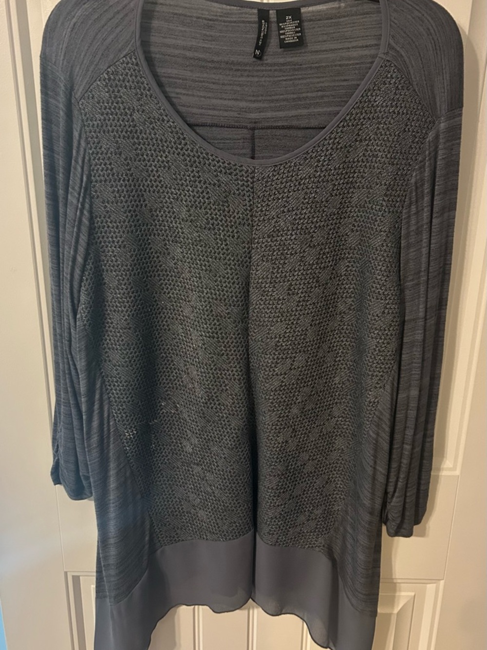 (CHECK DESC.) New Directions Woman Heather Gray Knit Scoop Neck Top - 2X
